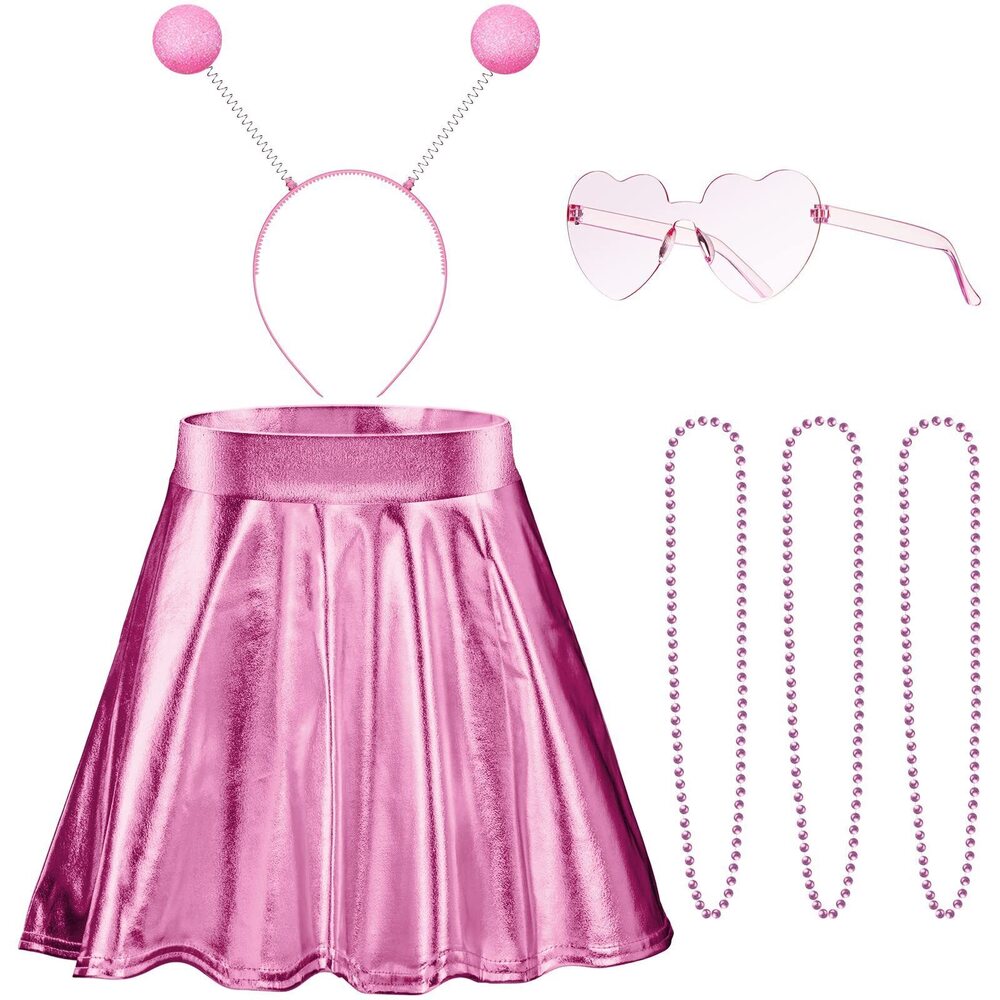 3217 6 Pcs Alien Costume Accessories Halloween Pink Alien Costume Metallic